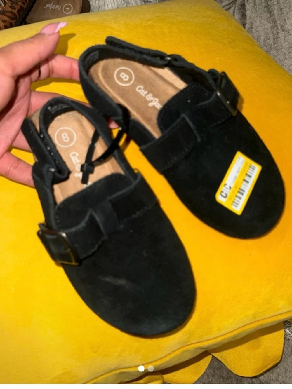 Cat & Jack Black Girls' Suede Slingback Loafers
